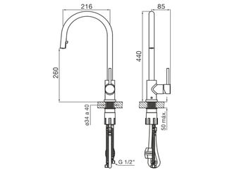 Grifería de Cocina Fv Temple Monocomando cromo 412.01/87