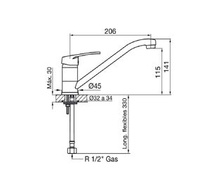 Grifería de Cocina Fv B1 Arizona Monocomando Cromo 411.01/B1