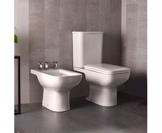 Inodoro Largo Ferrum Trento de 6 litros blanco IELMJ-B