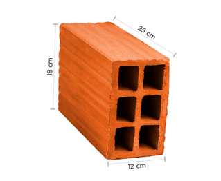 Ladrillo Hueco Cerámico 12x18x25cm x Unidad