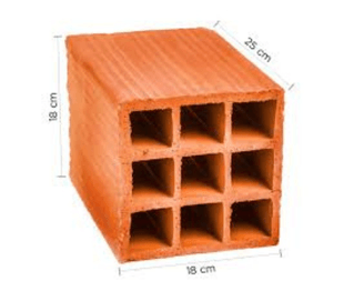 Ladrillo Hueco Cerámico 18x18x25cm x Unidad