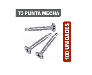 Tornillo T3 Para Durlock X 100 Unidades Sin Mecha