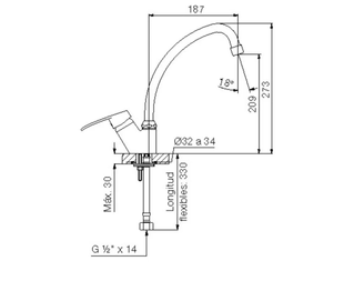 Grifería Monocomando Fv Arizona Para Cocina De Mesada Con Pico Móvil Alto