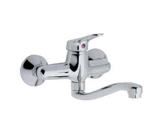 Grifería Monocomando Fv Arizona Para Cocina De Pared Con Pico Móvil Bajo Y Conexiones Excéntricas